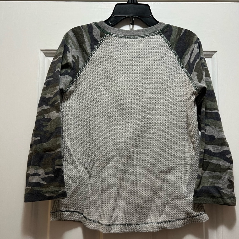 Mud Pie Camo Gray King of Cool Waffle Knit Raglan Tee 4/5T - Picture 5 of 5